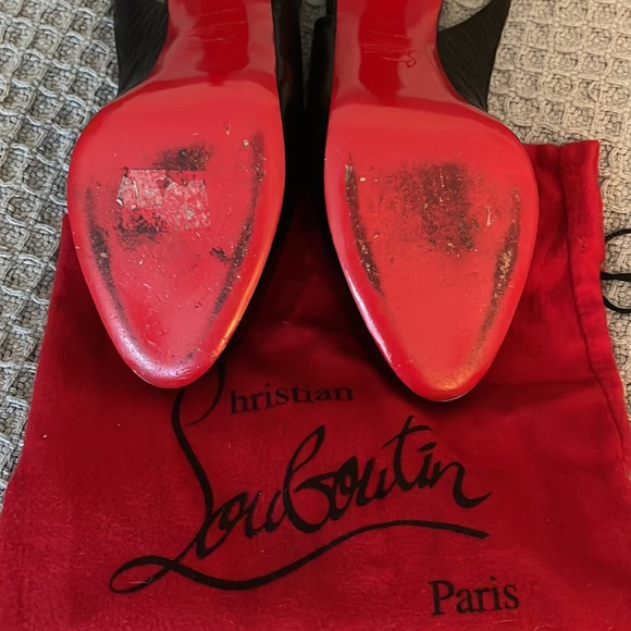 Christian Louboutin Black  Leather  Peep Toe Slingback Sandals 40.5 - Picture 4 of 12